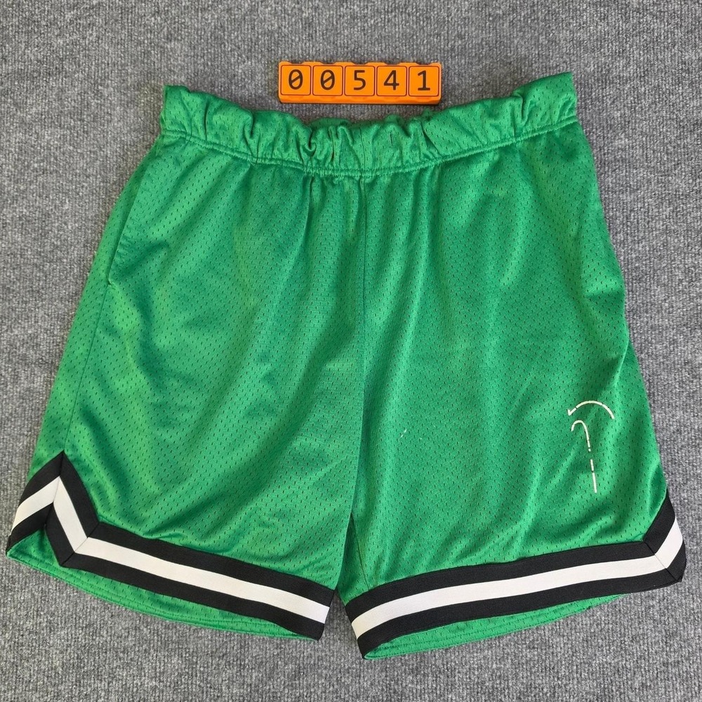 Certified Reserve Heavy Green Basketball Shorts with Black & White Striped Hem